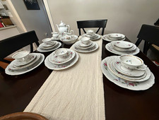 Beautiful 43pc Vintage Wawel Rose Garden China Set for 8, Teapot Poland picture