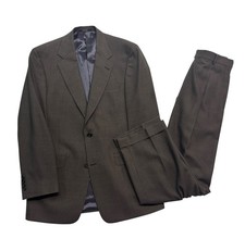 Hart Schaffner Marx 38R 32x30 Brown 2pc Pant Suit Wool USA Pleated High Waisted picture