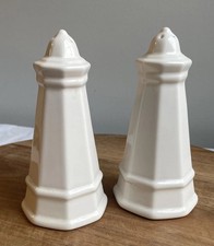 VTG Pfaltzgraff Heritage White Salt Pepper & Shakers Octagonal Lighthouse USA picture