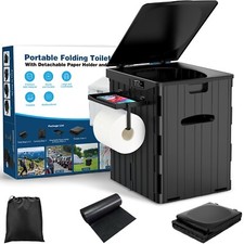 XL Foldable Camping Toilet with Detachable Phone Shelf and Toilet Paper Holder picture