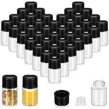 200 Pcs 2 ml Glass Vials with Black Screw Caps and Plastic Stoppers picture