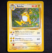 Pokémon TCG Raichu 14/102 Base Set Holo Rare Unlimited 1999 80 HP Stage 1 picture