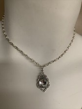 NWOT Carolee Necklace SILVER TONE CRYSTAL PENDENT NECKLACE A8 picture