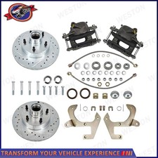 For 49-54 Chevy Car/53-62 CorvetteDisc Brake Conversion Kit FR Drilled&slotted picture