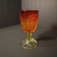 Vintage Viking Glass Amberina Sunset Yesteryear Water or Wine goblet Red Yellow  picture