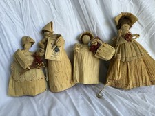 Vintage Judy Horn Corn Husk Dolls Set of 4 Asheville NC Folk Art With Tag Rare picture