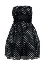 Betsey Johnson - Black & White Polka Dot Strapless Fit & Flare Dress Sz 4 picture