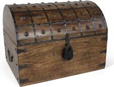Nautical Cove Pirate Treasure Chest with Iron Lock and Skeleton Key - Wooden Sto picture