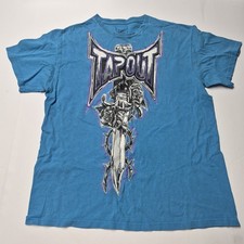 Vintage Y2K Tapout T Shirt Large Blue Dagger Sword Roses MMA Cyber Grunge EUC picture