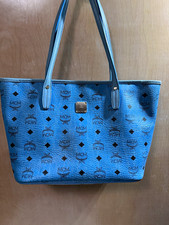 Authentic MCM Liz Reversible Shopper Tote Medium Blue Visetos - Fair/Good picture