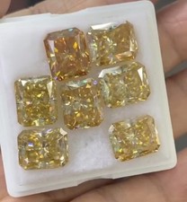 3Ct Radiant Cut Yellow Color 7Pc Natural Diamond Certified Free Gift.... picture