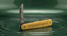 Antique Wester Bros Germany Johnson's Dye Advertising Pocket Knife Yellow Cellul picture