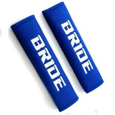 2PCS jdm BRIDE Racing Blue Soft Cotton Embroidery Seat Belt Cover Shoulder Pads picture