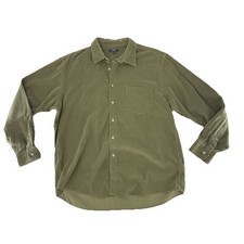 Vtg J.Crew Men's Green Corduroy Chore Work Button  Shirt XL Preppy Workwear picture