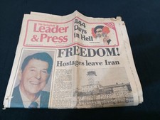Vintage Newspaper Jan 20th 1981, The Springfield Leader & Press REAGAN / IRAN picture