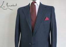 VTG DAKS London Union made In USA navy bold chalk stripe two button suit 44 L picture