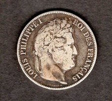 France 1842 W 5 Francs, .900 Silver, King Louis-Philippe I, Lille Mint (W) picture