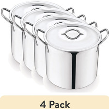 4 Pack 8-QT Stainless Steel Large Stock Pot with LID Kitchen Tools Cookware Cook picture