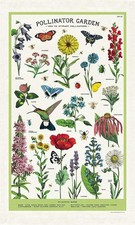 Cavallini & Co. Pollinator Garden Vintage Tea Towel 100% Natural Cotton NEW picture