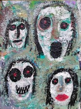 Original Outsider Raw Abstract Art Painting Faces Cubism Pop  Minimalism Brut A picture
