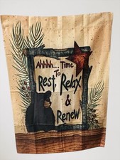 Vtg Linda Spivey Black Bear House Flag 24x40 Rustic Cabin Lodge Primitive NOS picture