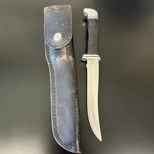Vintage 1970s/80s Buck 121 Fisherman Fixed Blade Knife Original Leather Sheath picture