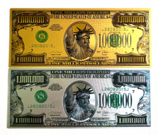 Gold & Silver Foil Plated $1 Million Dollar Bill Set – Premium Collectible Gift picture