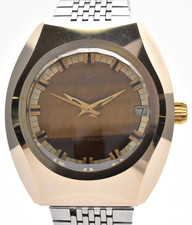 Vintage TECHNOS TIGER BORAZON Automatic Men's Watch Brown Dial Retro Gold Japan picture