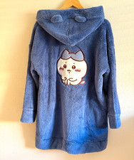 GU Chiikawa Blue Fleece Hooded Button One Piece Nightwear XXL picture