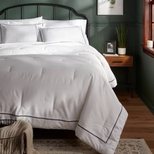 3pc King Luxe Embroidered Border Comforter and Sham Set White/Dark Gray - picture