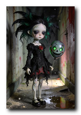 Haunted Porcelain Doll Halloween Skull Balloon 4x6 Art Print UR100409 picture