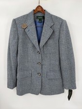 Vintage Ralph Lauren Women’s 6 Wool Tweed Blazer Herringbone Suede Elbow NWT picture