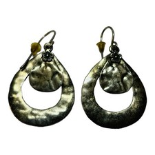 Silpada Sterling 925 Silver Hammered Teardrop Flower Dangle Earrings W2074 - .27 picture
