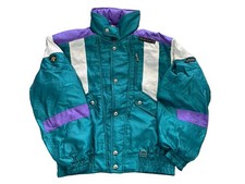 Vintage Descente Ski Jacket Mens US Large Teal Purple Colorblock 80s 90s Retro picture