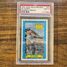 1970 Rold Gold Pretzels Cy Young #12 All Time Baseball Greats PSA 9 MINT picture