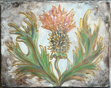 Sophie Dare, Original Art, 11X14 Acrylic canvas Outlander Scottish Thistle 3 picture
