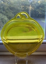 RARE Heisey Frog-Handle Cheese Plate MARIGOLD Vintage Glass c1929-1930 HTF READ picture