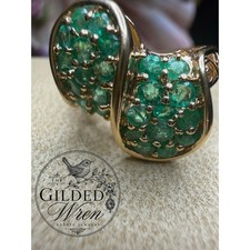 Vintage 10K Gold Emerald Bypass Statement Ring Sz 7 Estate 4.40g picture