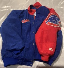 Vintage Chicago Cubs Jacket Mens 2XL Blue Red MLB Baseball Satin Starter 90s picture