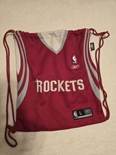 vintage NBA YAO MING REEBOK JERSEY STYLE DRAWSTRING BACKPACK w/EMBROIDERED AUTO  picture