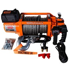 WINCHMAX 17500lb Orange 12v Electric Winch, Synthetic Rope, Twin Wireless Remote picture