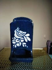 Hanging Matchbox Holder 1980's Vtg Studio Art Pottery Handmade Signed Petteford picture