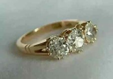 3.27Ct Vintage Art Deco Style Round Lab Created Diamonds 14K Yellow Gold FN Ring picture