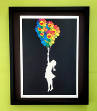 DEATH NYC Hand Signed LARGE Print Framed 16x20in COA BANKSY GIRL FL picture