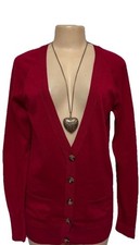 NEW Mossimo womens sweater size L Red cotton cardigan button up work Holiday top picture