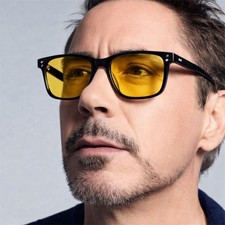Rectangle Tony Stark Sunglasses Men Yellow Lens Brand Designer Fashion Iron Man picture