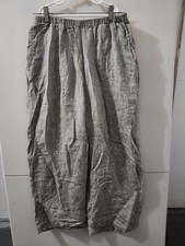 FLAX Pants Womens S Gray Crop Wide Pullon Elastic Waist Linen Relax Loose Beach picture