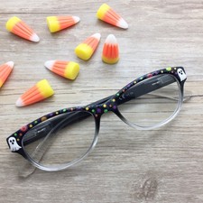 Halloween Reading Glasses, Hand Painted Readers, Holiday Eyeglasses, Ghost, Dots picture