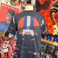 Vintage Syracuse Orangemen Wauldron 90s NCAA Football Helmet AOP Tee Sz Large picture