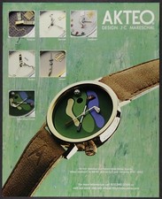Akteo Golf Watch French Made Vintage Print Ad April 1997 picture